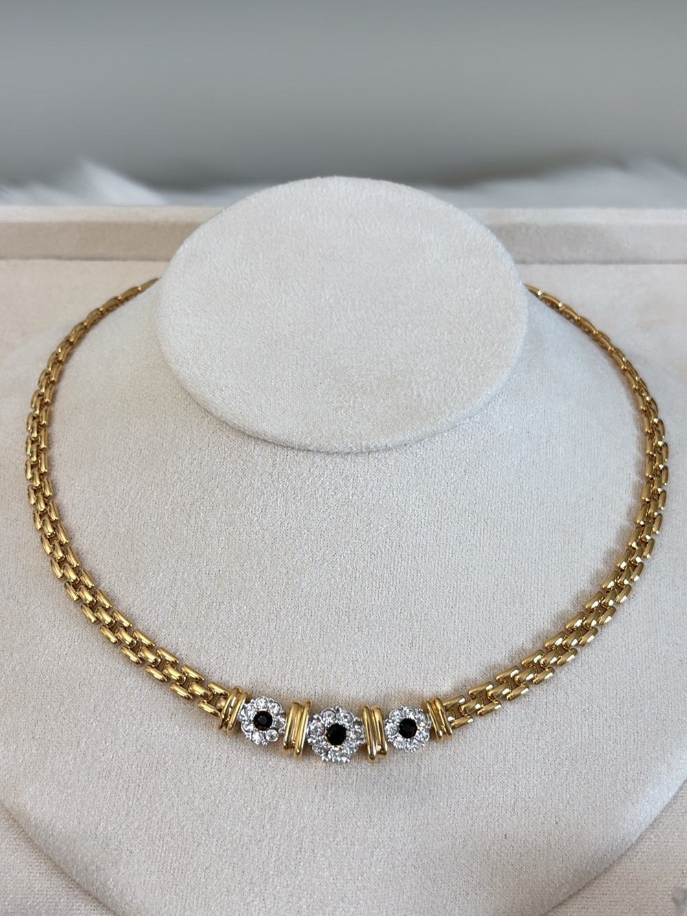D'Orlan Gold Plated Necklace 16-17" with Swarovski Crystals
